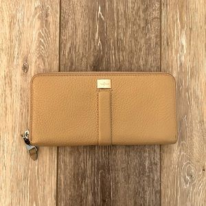 ColeHaan Pebbled Leather Zip Around Wallet.